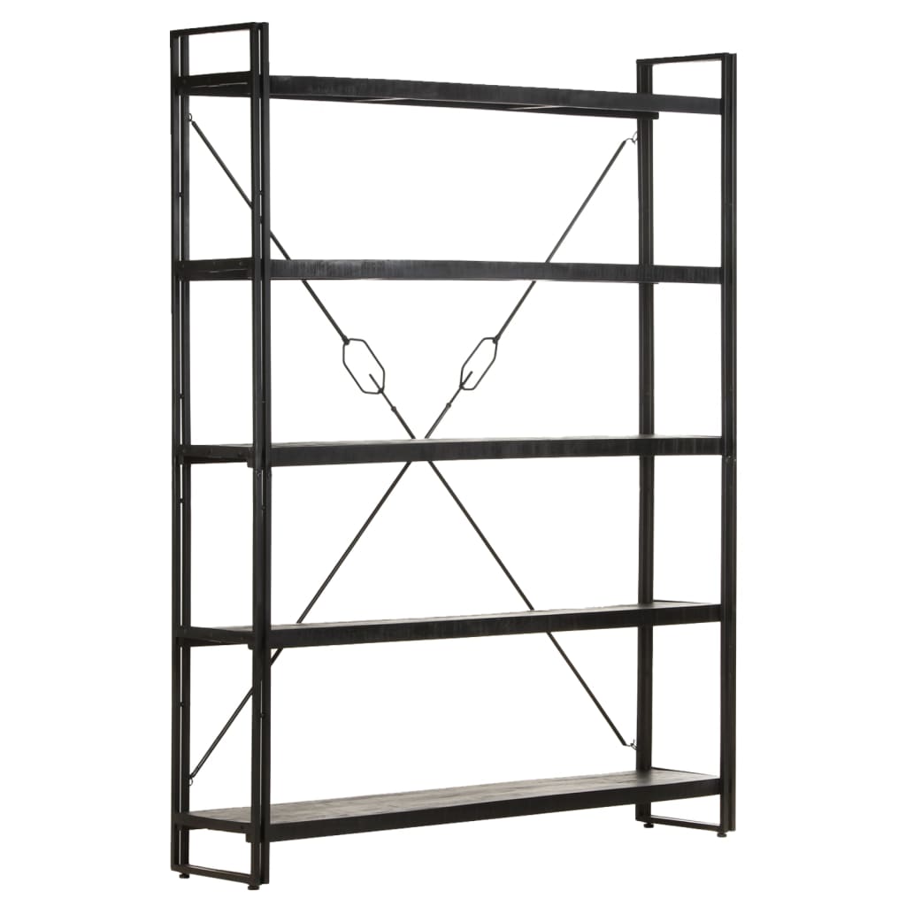 Bookcase Black Solid mango wood, Powder-coated steel