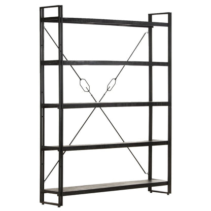 Bookcase Black Solid mango wood, Powder-coated steel