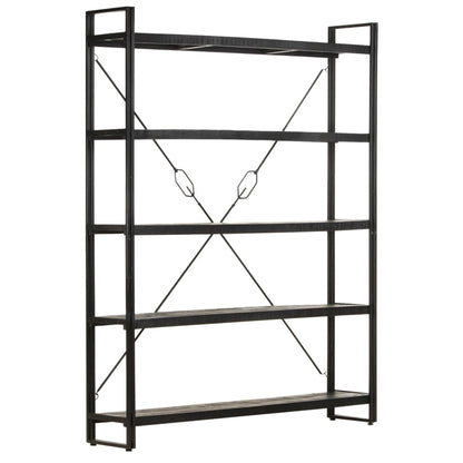 Bookcase Black Solid mango wood, Powder-coated steel