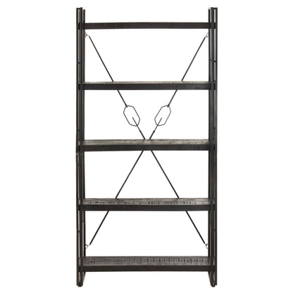Bookcase Black Solid rough mango wood, powder-coated steel
