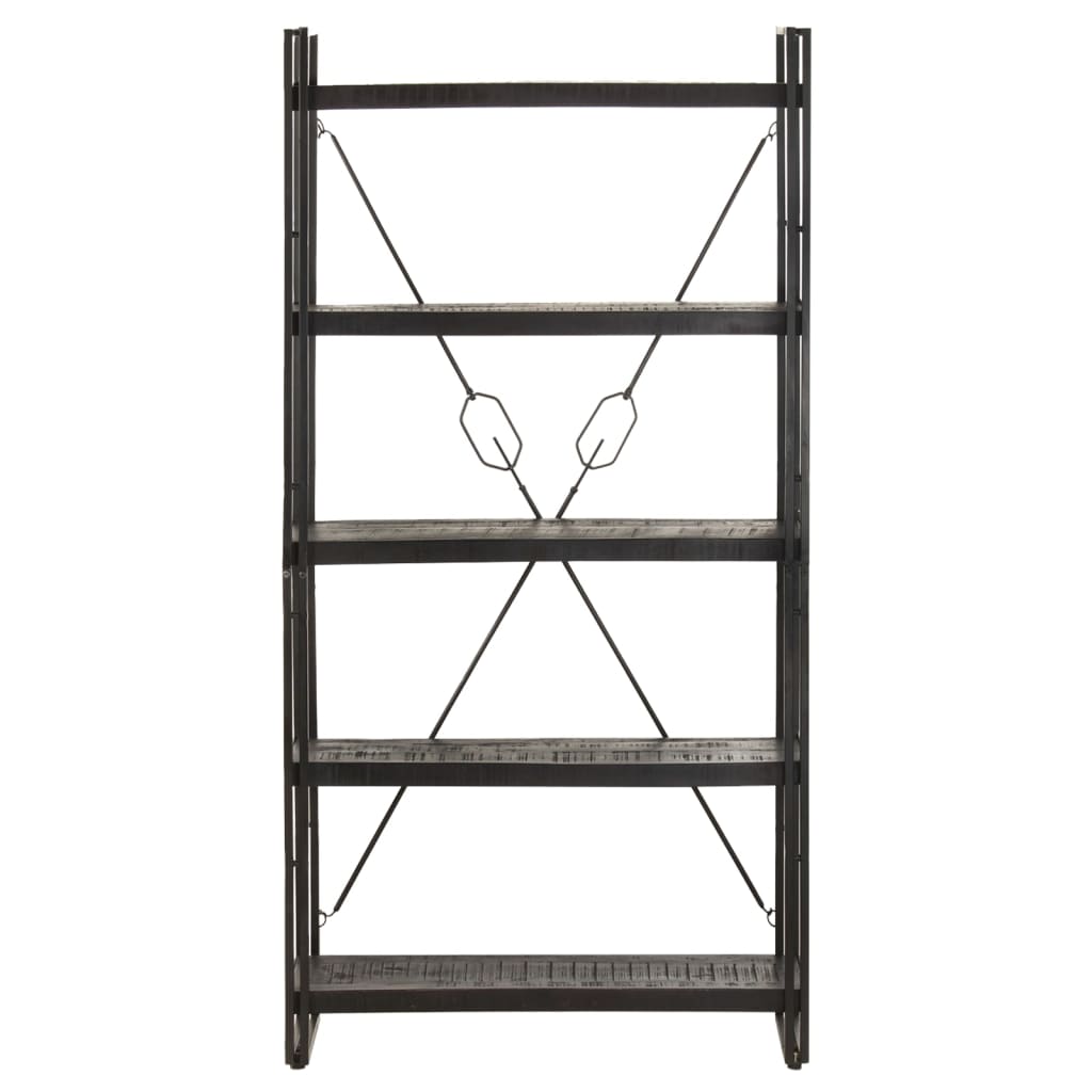 Bookcase Black Solid rough mango wood, powder-coated steel