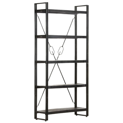 Bookcase Black Solid rough mango wood, powder-coated steel