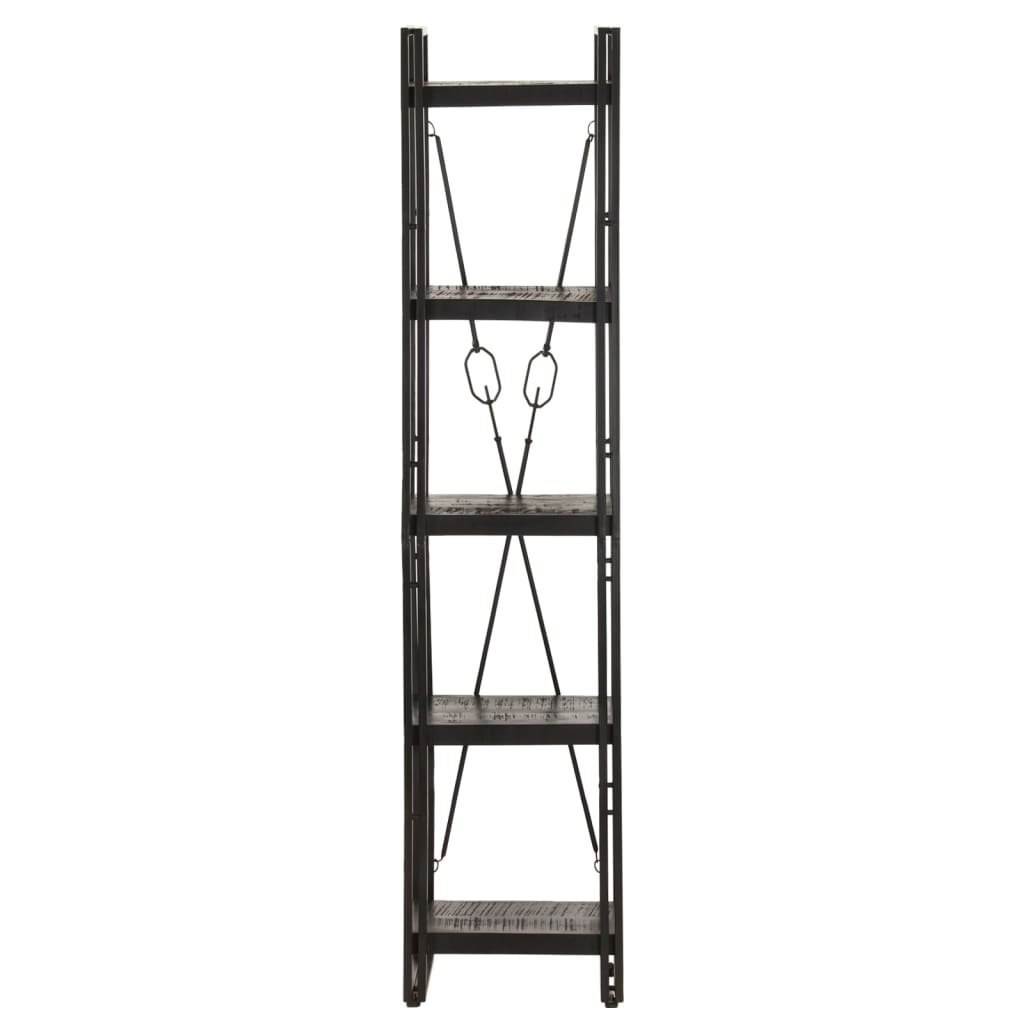 Bookcase Black Solid rough mango wood Medium Industrial