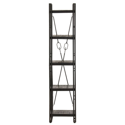 Bookcase Black Solid rough mango wood Medium Industrial