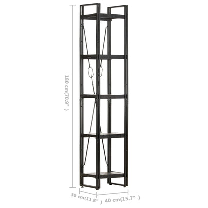 Bookcase Black Solid rough mango wood Medium Industrial