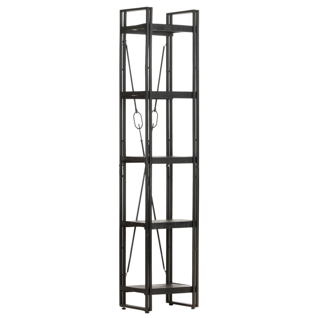 Bookcase Black Solid rough mango wood Medium Industrial