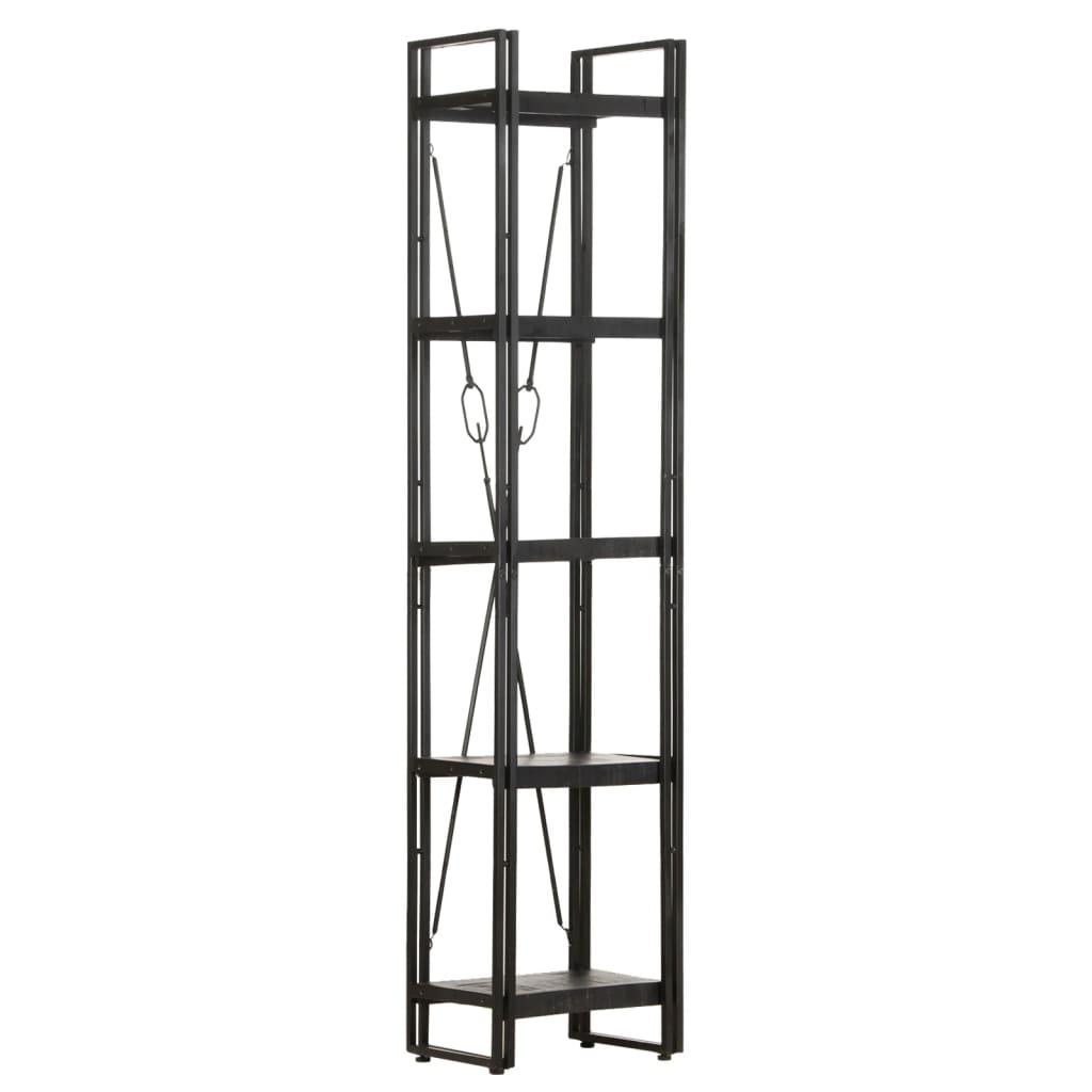 Bookcase Black Solid rough mango wood Medium Industrial