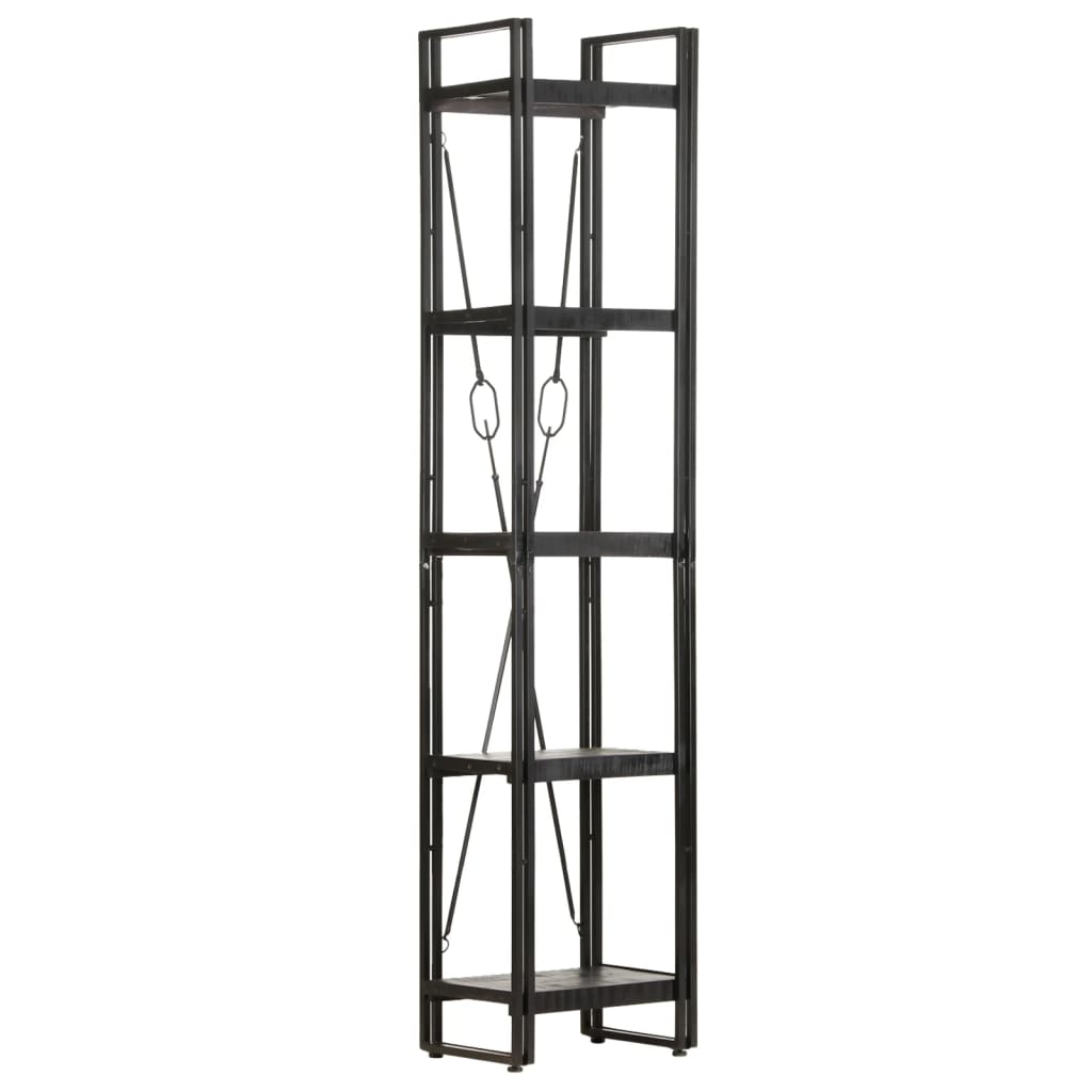 Bookcase Black Solid rough mango wood Medium Industrial