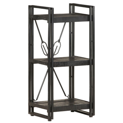 Bookcase Black Solid mango wood and powder-coated steel Medium