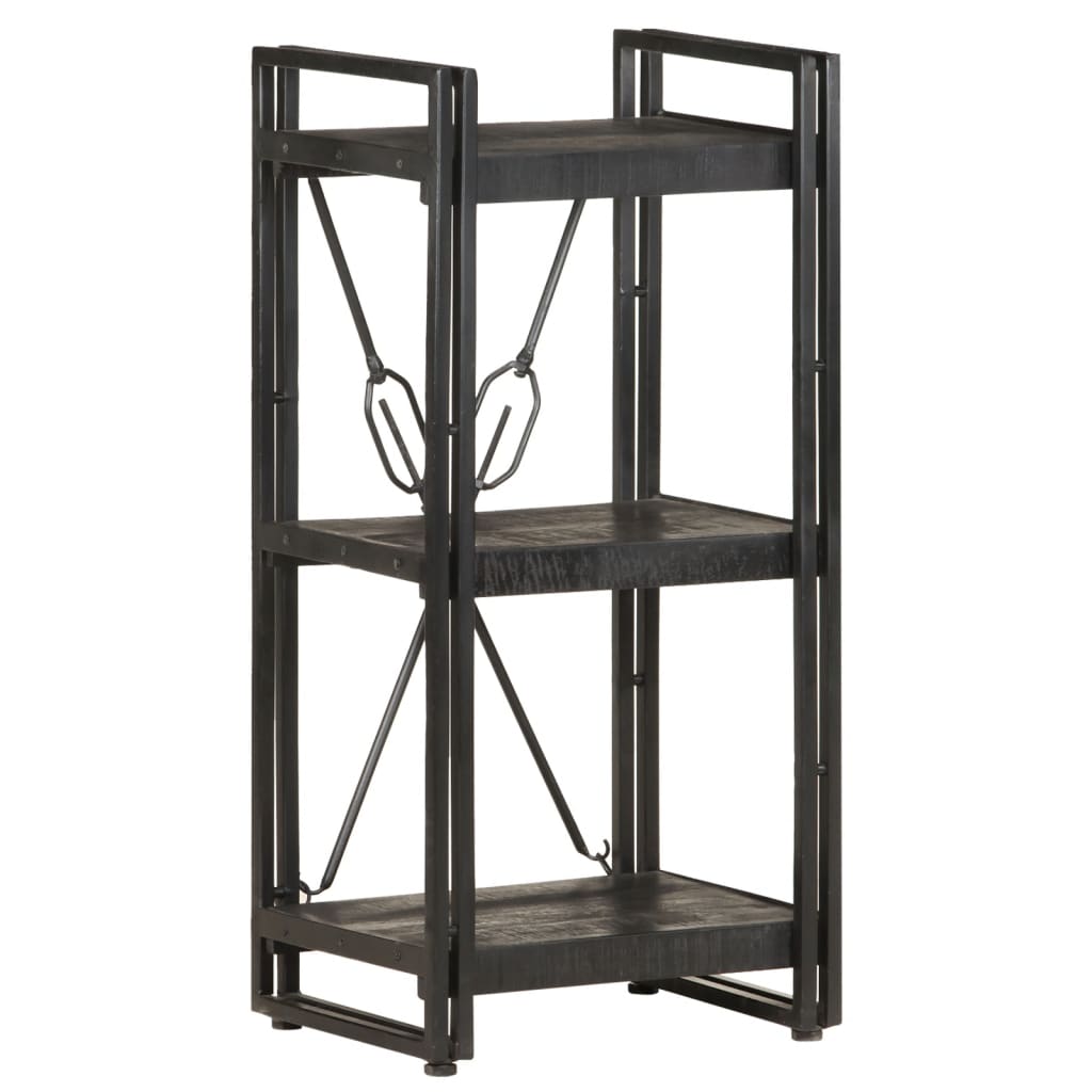 Bookcase Black Solid mango wood and powder-coated steel Medium