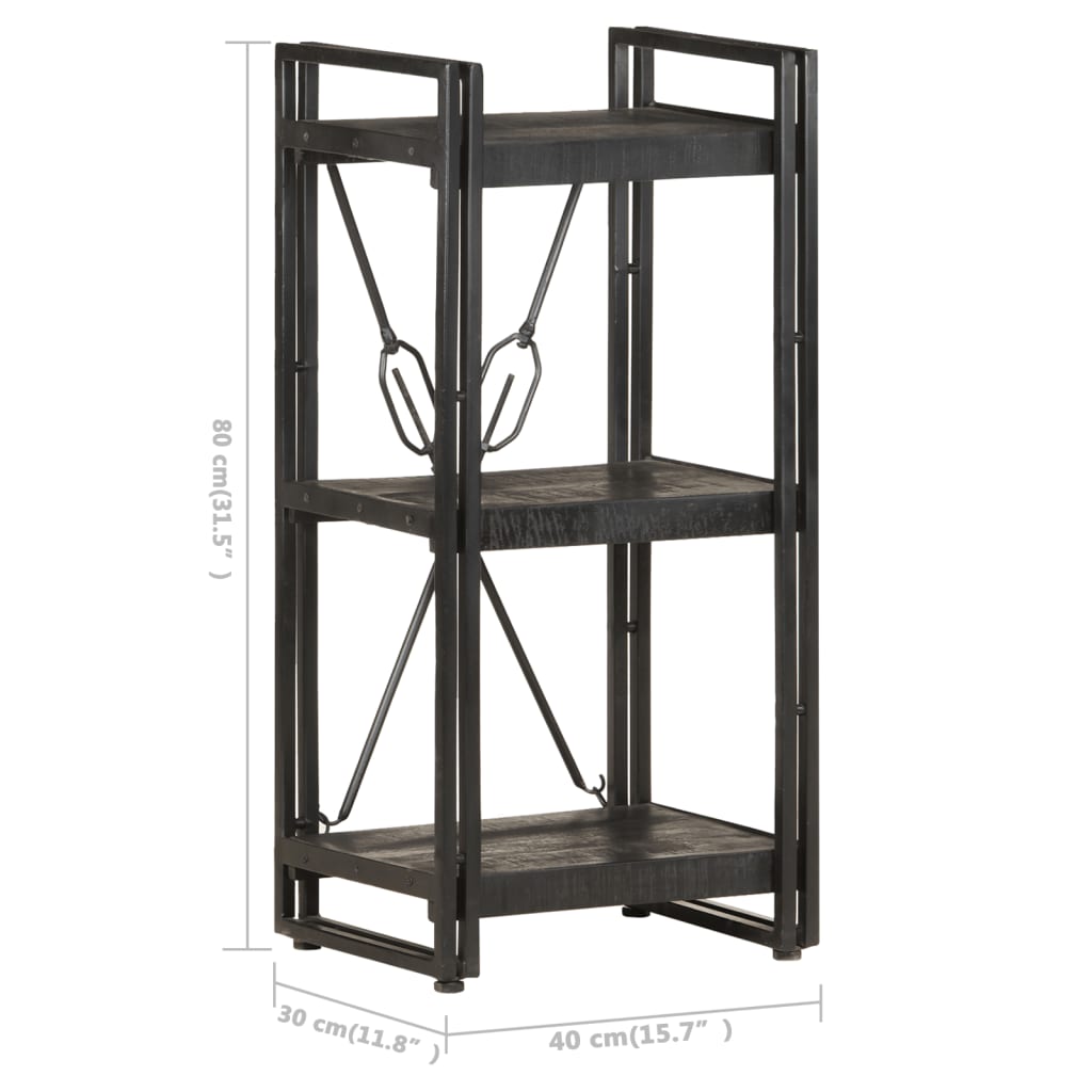Bookcase Black Solid mango wood and powder-coated steel Medium