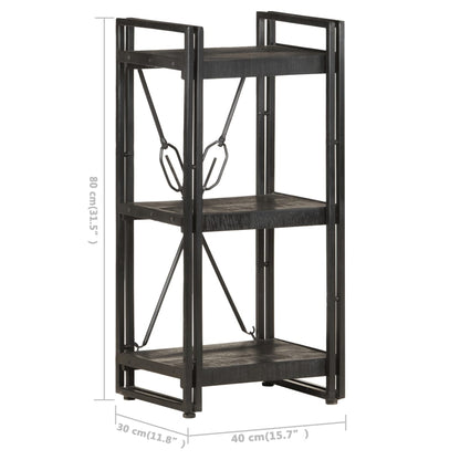 Bookcase Black Solid mango wood and powder-coated steel Medium