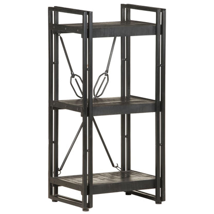 Bookcase Black Solid mango wood and powder-coated steel Medium