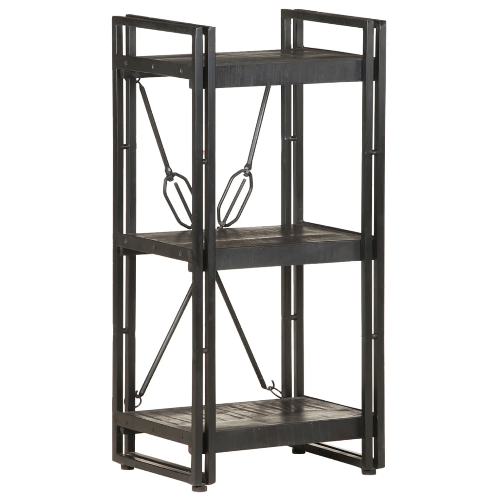 Bookcase Black Solid mango wood and powder-coated steel Medium