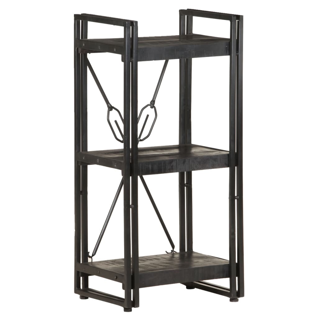Bookcase Black Solid mango wood and powder-coated steel Medium