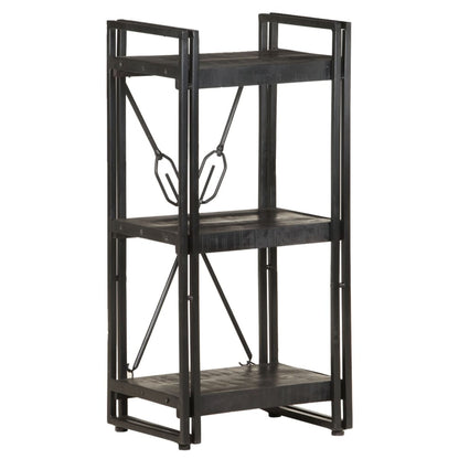 Bookcase Black Solid mango wood and powder-coated steel Medium