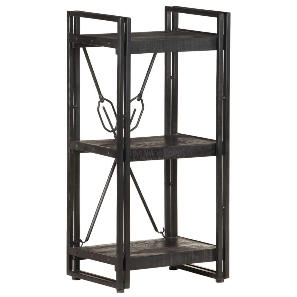 Bookcase Black Solid mango wood and powder-coated steel Medium