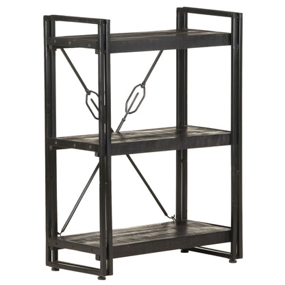 Bookcase Black Solid Mango Wood Medium Shelving Bookcase