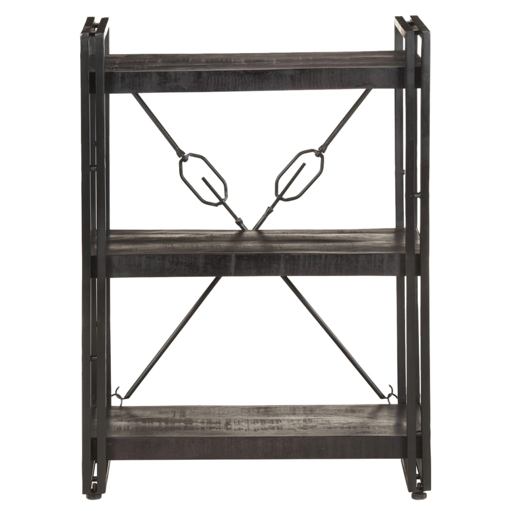 Bookcase Black Solid Mango Wood Medium Shelving Bookcase
