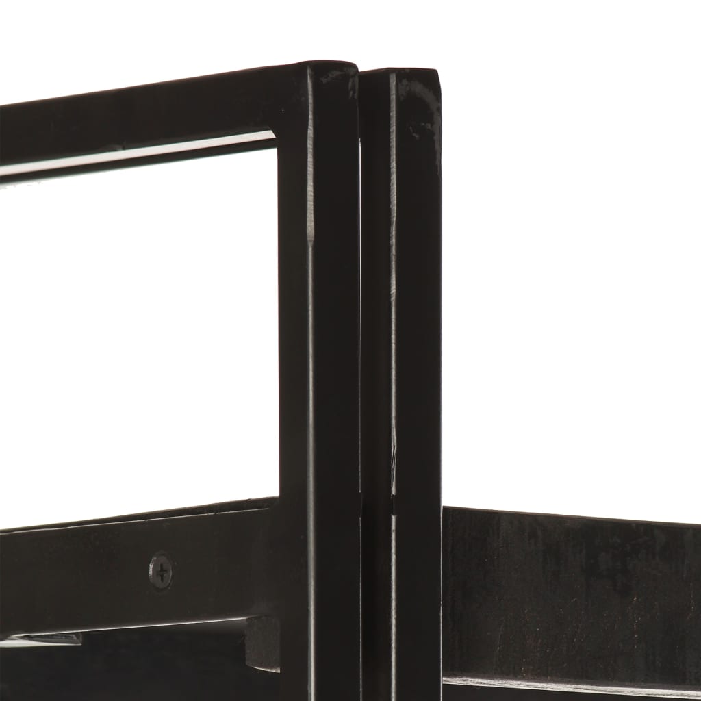 Bookcase Black Solid Mango Wood Medium Shelving Bookcase