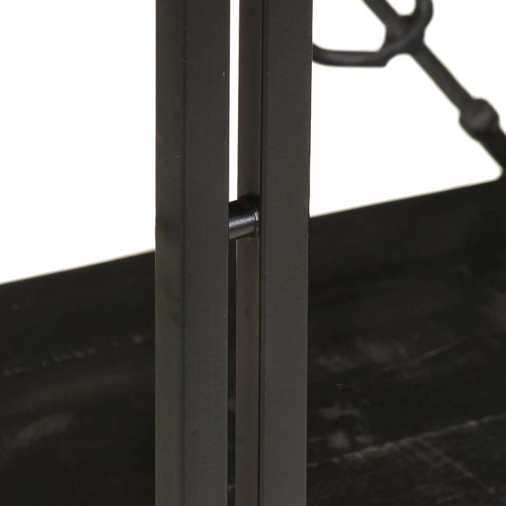 Bookcase Black Solid Mango Wood Medium Shelving Bookcase