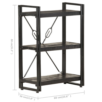 Bookcase Black Solid Mango Wood Medium Shelving Bookcase