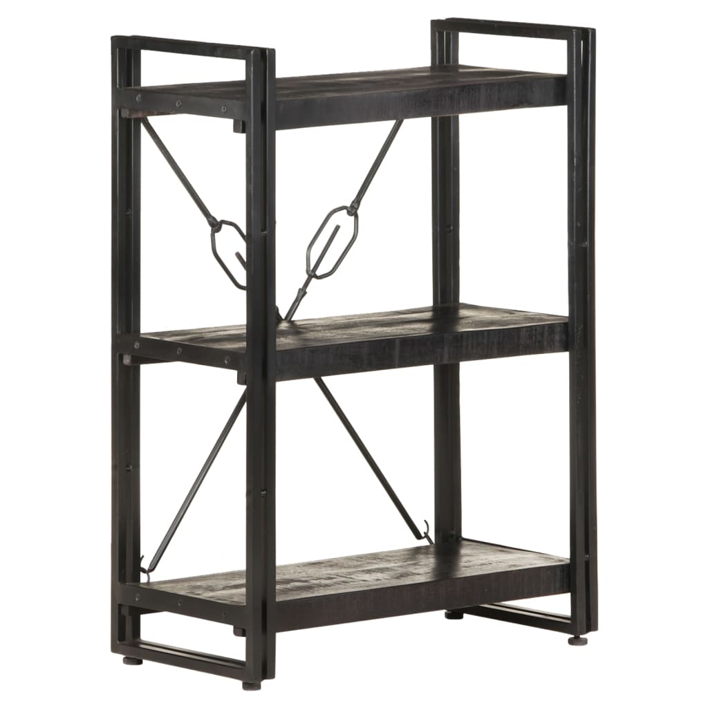 Bookcase Black Solid Mango Wood Medium Shelving Bookcase