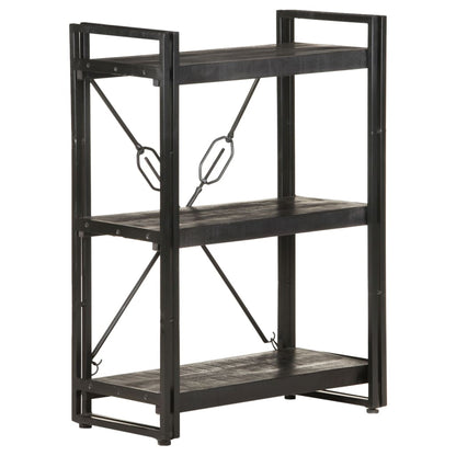 Bookcase Black Solid Mango Wood Medium Shelving Bookcase