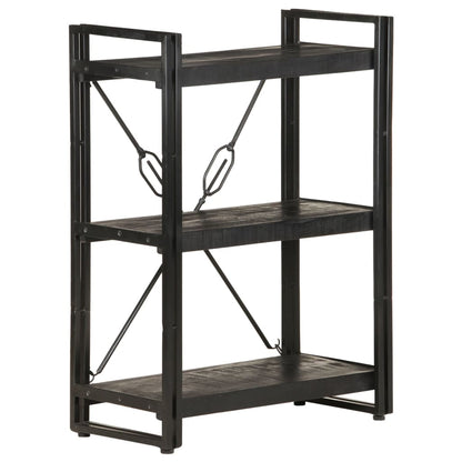 Bookcase Black Solid Mango Wood Medium Shelving Bookcase