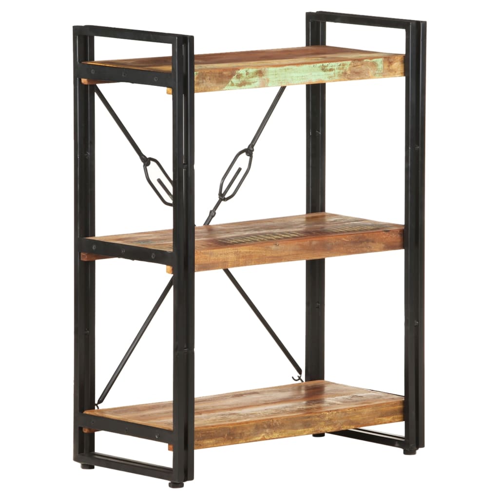 Bookcase Mixed color finish Solid reclaimed wood, powder-coated steel