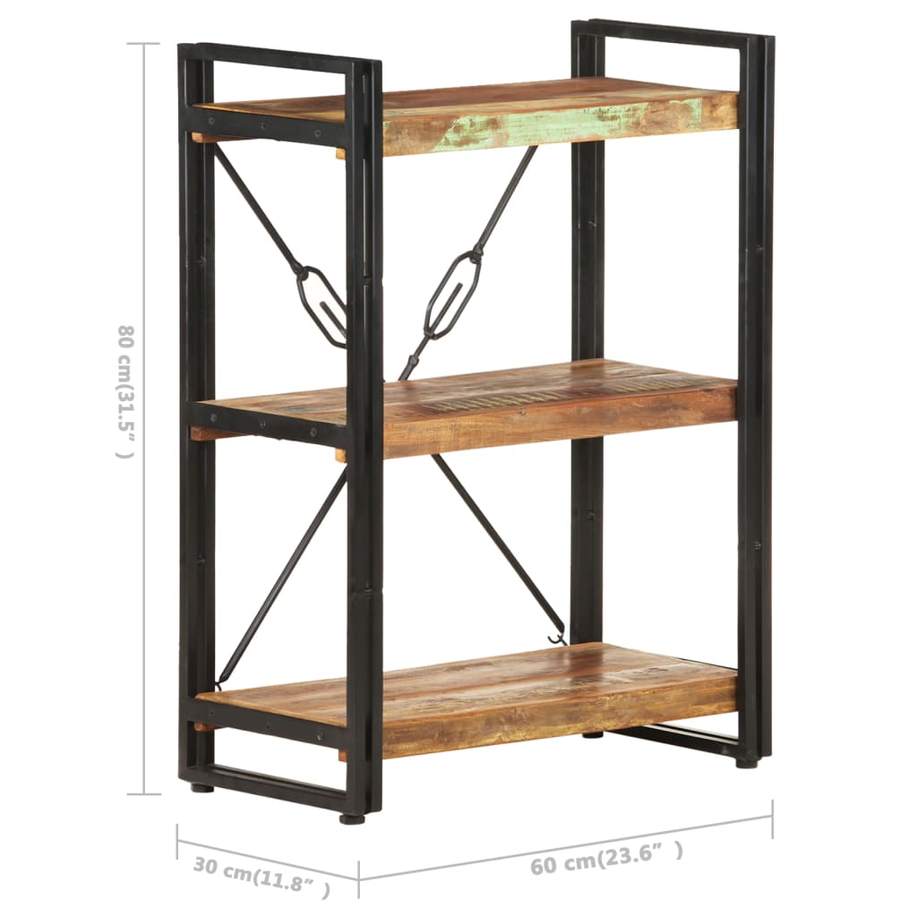 Bookcase Mixed color finish Solid reclaimed wood, powder-coated steel