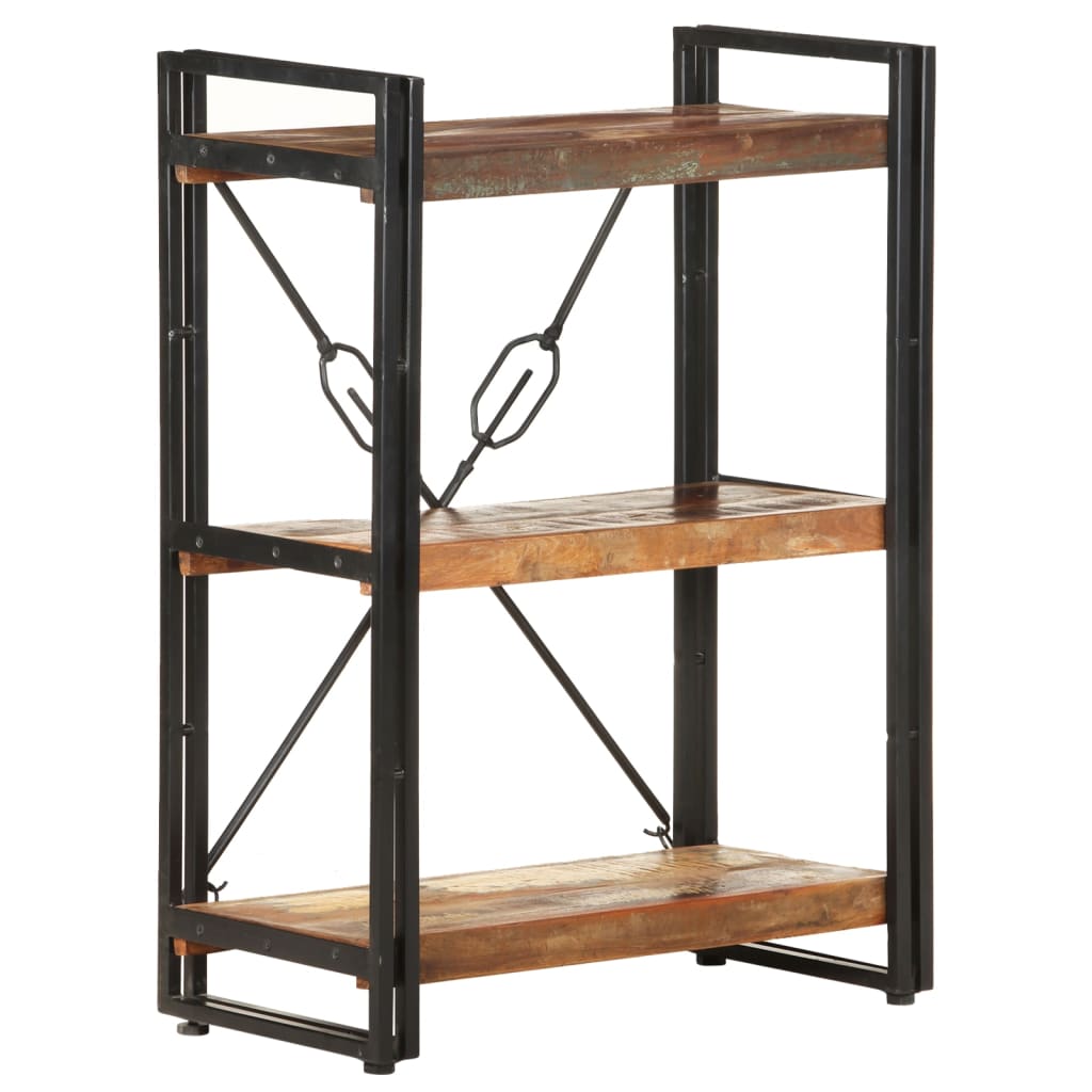 Bookcase Mixed color finish Solid reclaimed wood, powder-coated steel