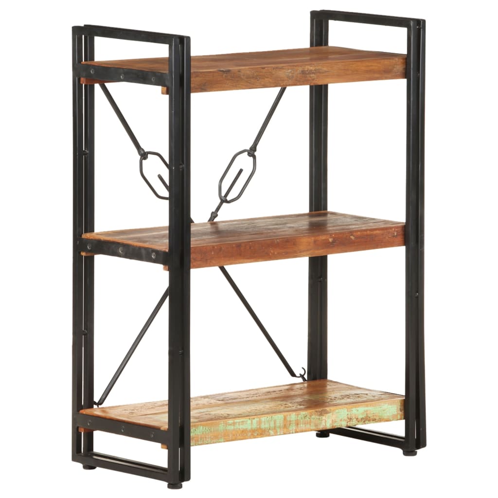 Bookcase Mixed color finish Solid reclaimed wood, powder-coated steel
