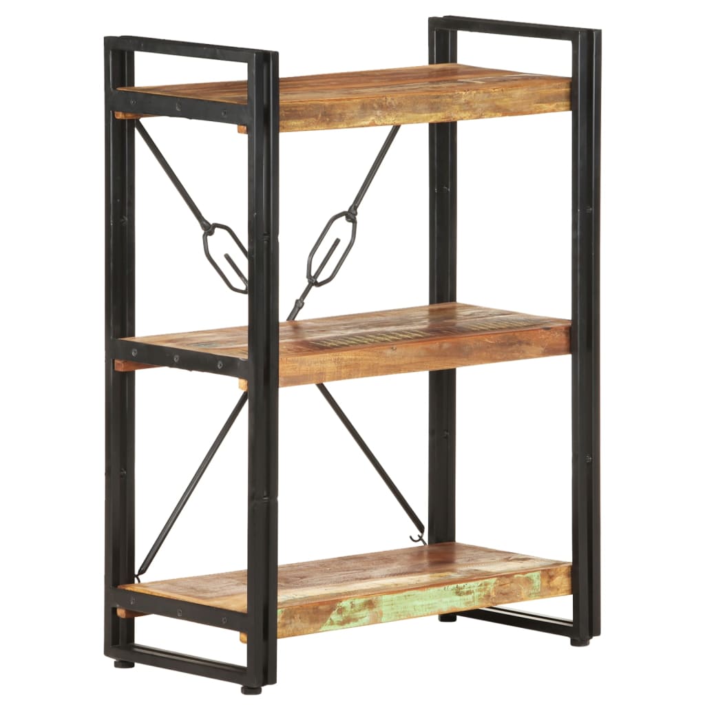 Bookcase Mixed color finish Solid reclaimed wood, powder-coated steel