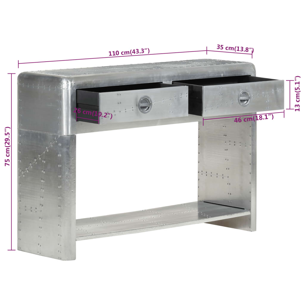 Aviator Sideboard Silver Metal Medium Aviator Sideboard