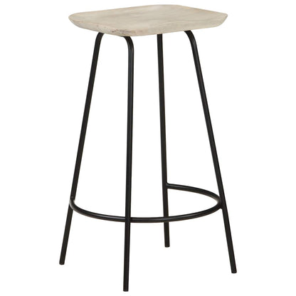 Bar Stool Set of 2 Bleached wood and black metal