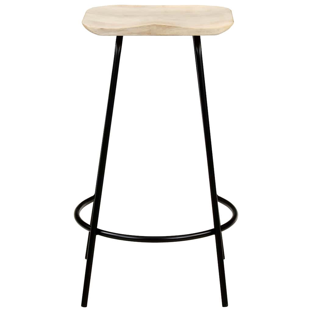Bar Stool Set of 2 Bleached wood and black metal