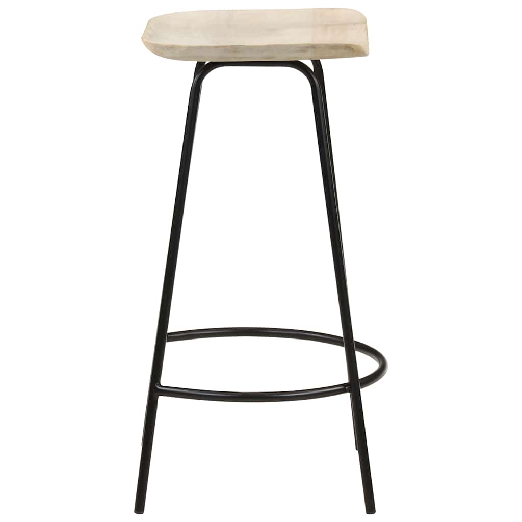 Bar Stool Set of 2 Bleached wood and black metal