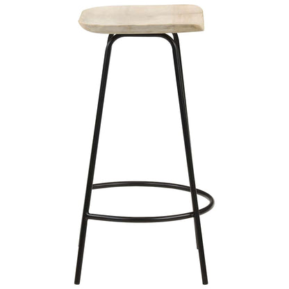 Bar Stool Set of 2 Bleached wood and black metal