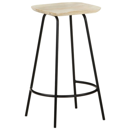 Bar Stool Set of 4 Bleached wood, Black Solid mango wood, Iron