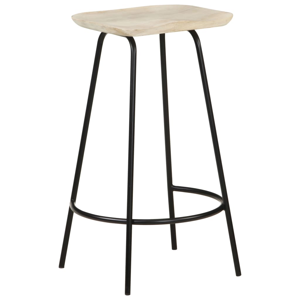 Bar Stool Set of 4 Bleached wood, Black Solid mango wood, Iron