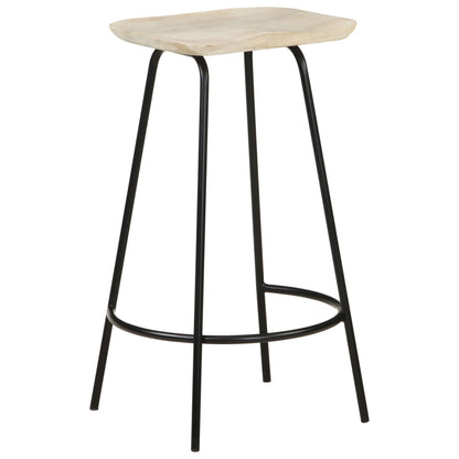 Bar Stool Set of 4 Bleached wood, Black Solid mango wood, Iron