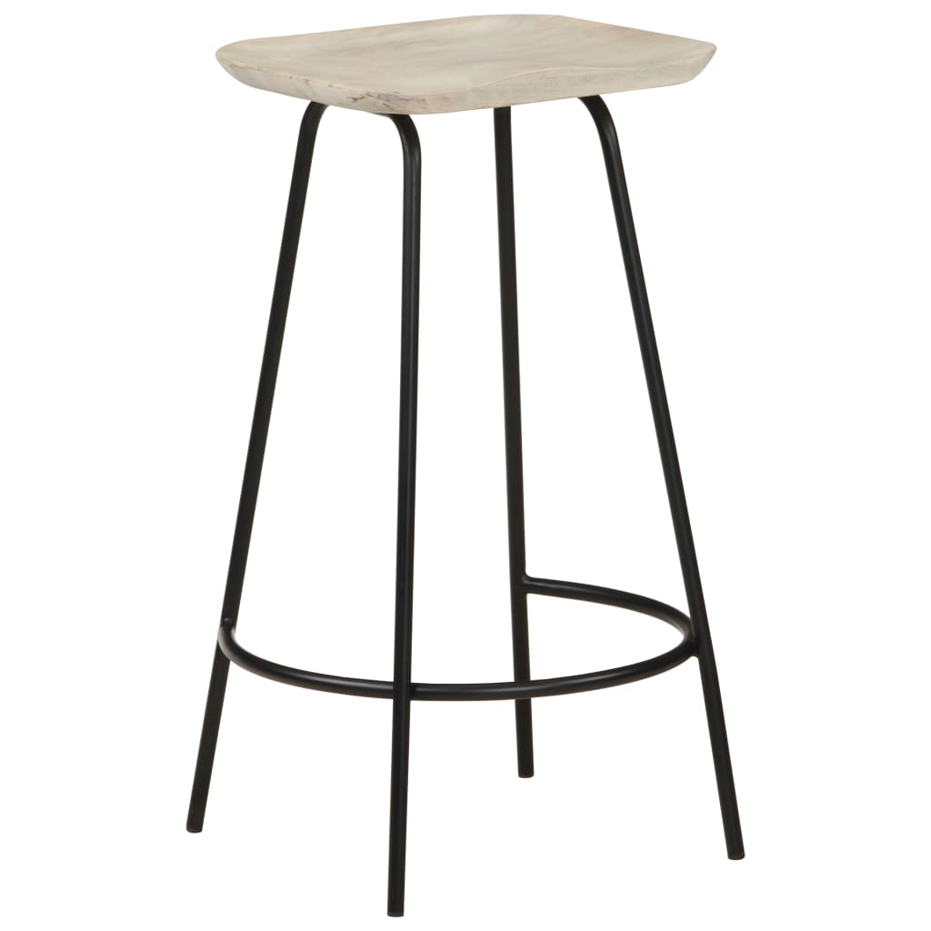 Bar Stool Set of 4 Bleached wood, Black Solid mango wood, Iron