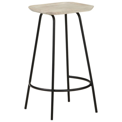 Bar Stool Set of 4 Bleached wood, Black Solid mango wood, Iron