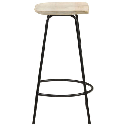Bar Stool Set of 4 Bleached wood, Black Solid mango wood, Iron