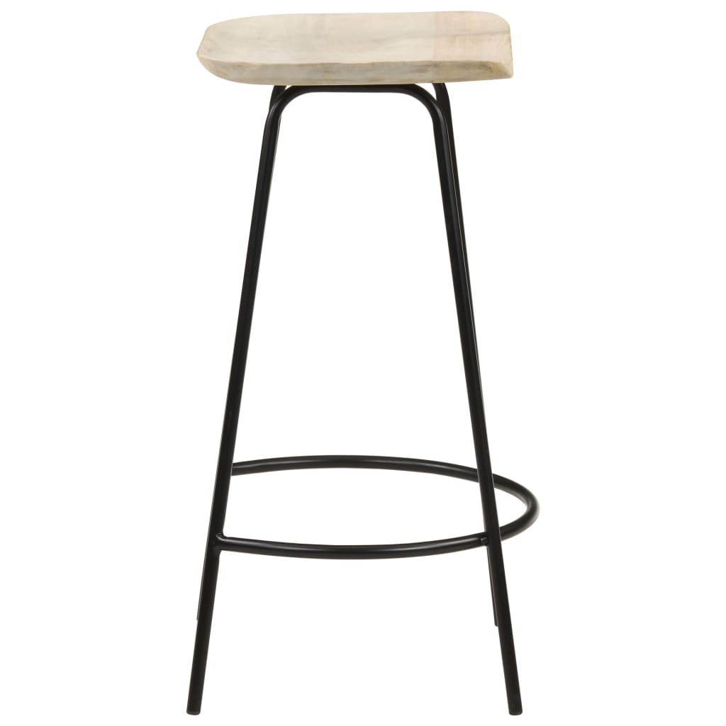 Bar Stool Set of 4 Bleached wood, Black Solid mango wood, Iron