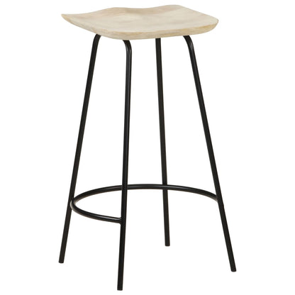 Bar Stool Set of 4 Bleached wood, Black Solid mango wood, Iron