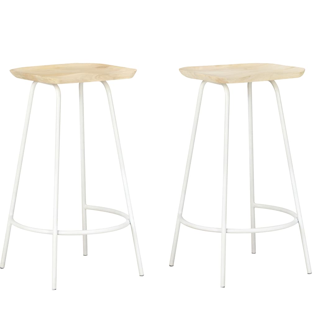 Bar Stool Set of 2 Bleached wood, White