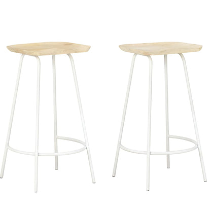Bar Stool Set of 2 Bleached wood, White