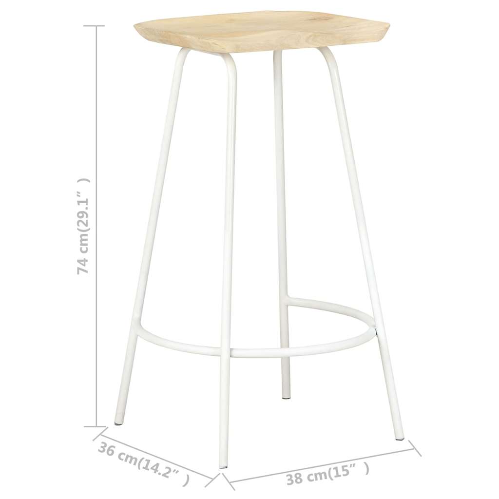 Bar Stool Set of 2 Bleached wood, White